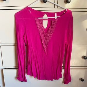 Pink long sleeve blouse small